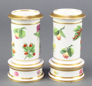 A pair of 19th Century Spode spill vases decorated with fruits and flowers no.2910 4" 