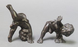 2 bronze figures of cherubs 4" 