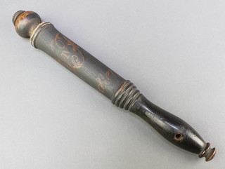 A William IV turned and painted mahogany tip staff with Royal Cypher, marked Hadleigh 11 1/2" 