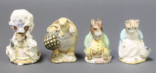 Three Beswick Beatrix Potter figures Mr Alderman Ptolemy 3" Samuel Whiskers 3" and Lady Mouse 3 1/2" and a Royal Albert ditto Ribby and the patty pan 4"