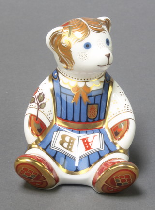 A Royal Crown Derby Japan pattern paperweight  - Schoolgirl Teddy with gold stopper 3 1/2" 
