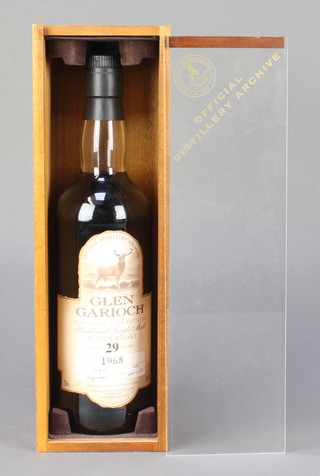 A 70cl bottle of Glen Garioch 29 year old single malt whisky, distilled 27.4..68, cask number 628, boxed 