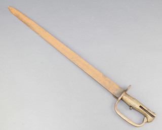 A Continental sword bayonet with brass grip and 22" single edged blade (blade corroded) 