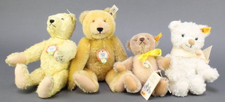 3 Steiff Replica bears  - Dicky 1935 9 1/2", Teddybar 1948 9", Teddy 1955 6" and a white bear 8" 