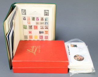 A Liberty album of used stamps - Austria, Belgium, China, Czechoslovakia, Egypt, Germany, Poland, Spain, Switzerland, 2 orange Liberty albums of various World stamps - Jamaica, Kenya, Uganda, New Zealand, Malta, Australia, Bahamas and a small collection of presentation and first day covers 