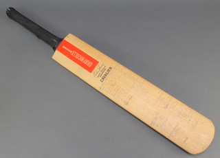 A Gary Nicolls cricket bat, signed by 1983 cricket World Cup winning team, the 1982 Indian Touring Team, 1982 Tourist Team at the oval and Somerset County Cricket Club, Hants Cricket and  Club, Garfield Sobers 11  