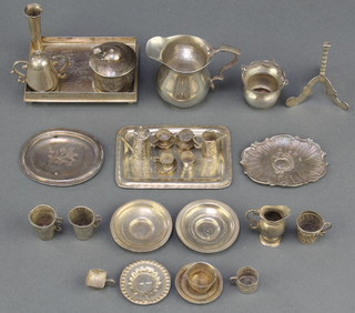 A Continental silver 2 handled cup and cover, minor miniature items