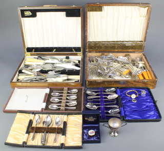3 silver plated cased sets and minor plated cutlery 