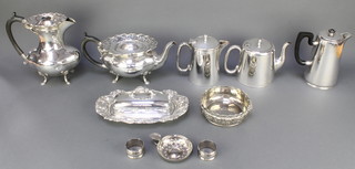 An Edwardian silver plated teapot and minor plated items 