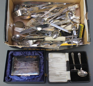 A quantity of Kings Pattern silver plated cutlery and minor items
