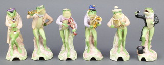 A Continental porcelain 6 piece frog orchestra 5 1/2" 