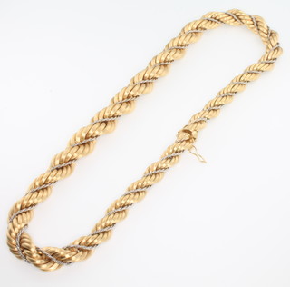 An 18ct yellow gold ribbed twist necklace 80gr