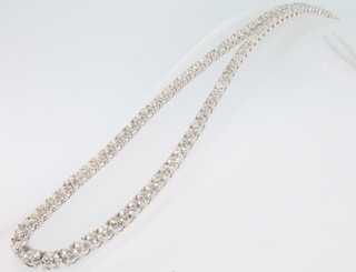 An impressive 18ct white gold graduated diamond line necklace approx. 18.05ct, 22 cm 