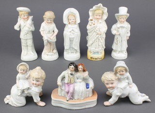 3 19th Century Continental porcelain figures -  Dick Whittington 6 1/2", Cinderella, Grandma and 5 other 19th Century figures 
