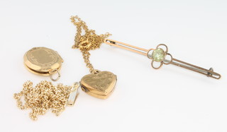 A 9ct yellow gold bar brooch and minor jewellery 