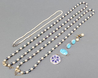 A seed pearl necklace 16" and minor costume jewellery 