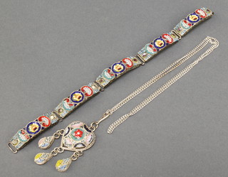 A Continental micro mosaic bracelet, a ditto necklace 