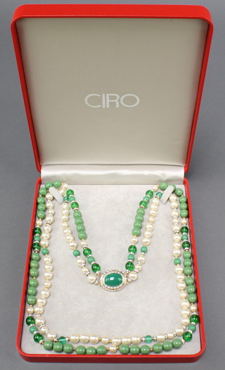 A Ciro imitation pearl and bead 2 strand necklace 