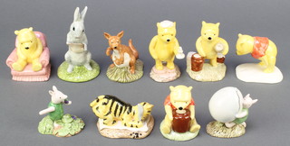 10 Disney Royal Doulton Winnie The Pooh figures - Piglet picking the violet, Winnie The Pooh and the honeypot, Kanga and Roo, Pooh collecting the honey, Winnie The Pooh in the armchair, Rabbit reads the plan, Pooh lights the candle, Winnie The Pooh and the paw-marks, Piglet and the balloon and Tigger signs the resolution 