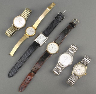 A gentleman's chromium cased Army issue wristwatch with seconds at 6 o'clock on an expanding bracelet and 5 other watches