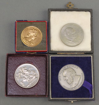 A Queen Elizabeth II Coronation silver souvenir medallion, 1 other and 2 crowns