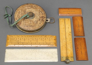 A Lawn Tennis measure J Archbutt 20 Bridge Road Lambeth, a bone folding gauge together with various other rulers