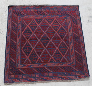 A blue and red ground tribal Gazak rug 51" x 46" 