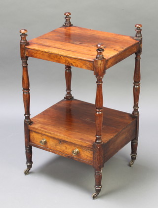 A Victorian 2 tier rosewood what-not, the base fitted a drawer 30"h x 18"w x 15 1/2" 