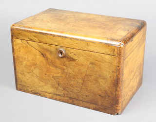 A 19th Century rectangular olive wood trinket box with hinged lid, interior fitted a tray 7" x 10" x 7" 
