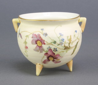 A Royal Worcester blush porcelain vase decorated with spring flowers 2 1/2" 