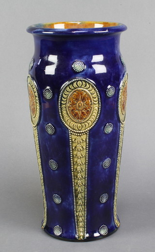 A Royal Doulton oviform vase the blue ground with geometric decoration 12" 