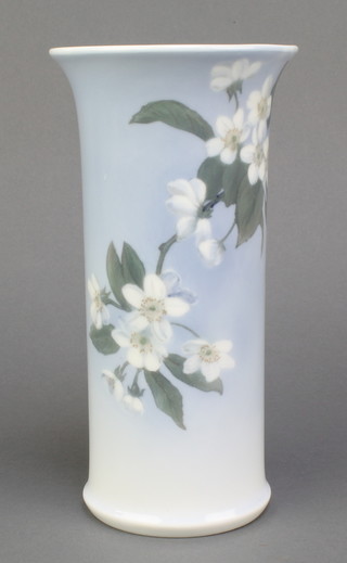 A Royal Copenhagen cylindrical vase decorated with butterflies amongst flowers 9 1/4" 