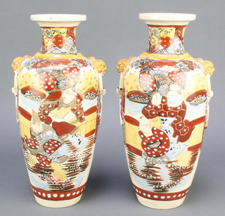 A pair of early 20th Century Satsuma vases decorated with figures 12" 