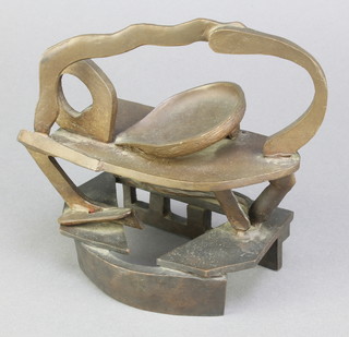 A bronze sculpture of rectangular free flowing form 6 1/2" x 6" 