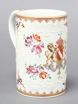A 19th Century Samson porcelain mug with armorial decoration 4 1/2" 