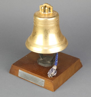 An official bicentenary model of The Liberty bell, raised on square mahogany base 10", made by The Whitechapel Bell Foundry London 