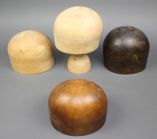 4 various wooden hat forms 