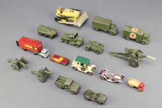 A Dinky 626 model military ambulance, do. 621 3 ton army wagon, do. 670 armoured car and other model cars 