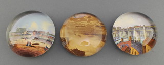 3 Victorian paperweights, 1 with a view of Broadstairs 3" 