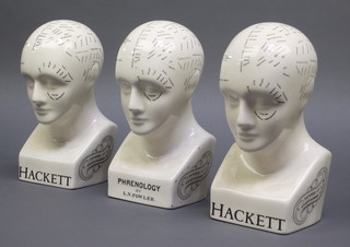 3 reproduction pottery phrenology heads 10"