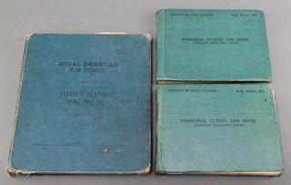 A Royal Canadian Air Force Pilots flying log book  to Cyril Cooper 1st to 5th 1946, entries dating from 1943 DH82, Cornell, Cornell Mk2, Anson2, Oxford LW912, Wellington, Lancaster, Tiger Moth, Usater, Proctor, 2 CA24 Ministry of Civil Aviation personal flying log books 1946-1948 and a Ministry of Civil Aviation General Flight Radiotelephony operator's licence and certificate of competence 