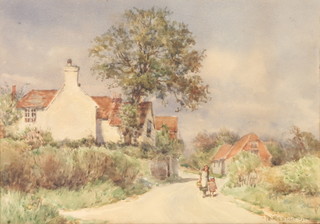 Francis B Tighe, watercolour, signed, children in a country lane 10" x 14" 