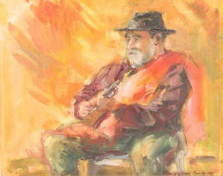 David Lloyd Smith '99, oil on board, signed, study of a musician 9" x 11 1/4" 