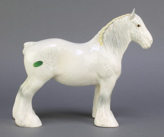 A Beswick figure of a white shire horse 11" 