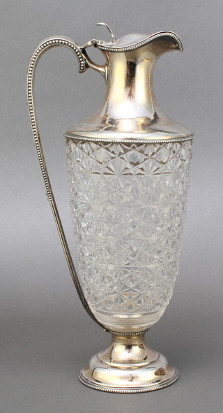 An Edwardian cut glass and silver mounted claret jug, Sheffield 1905 by Walter & Charles Sissons 11" 