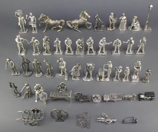 A collection of plated figures at various pursuits 