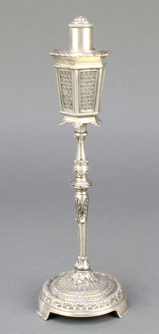 A silver plated novelty table lighter in the form of a street lamp 10" 