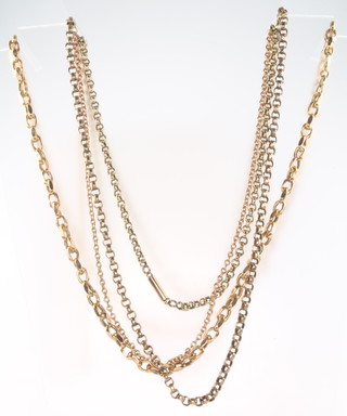 4 9ct yellow gold necklaces, 24 grams 