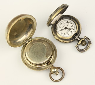 A silver plated sovereign case and a ditto fob watch