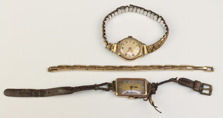 A lady's Art Deco 9ct gold wristwatch and 1 other, a watch bracelet